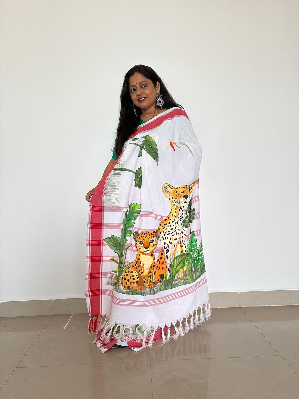 Thumbnail: Hand-Painted Woodland Charm Saree