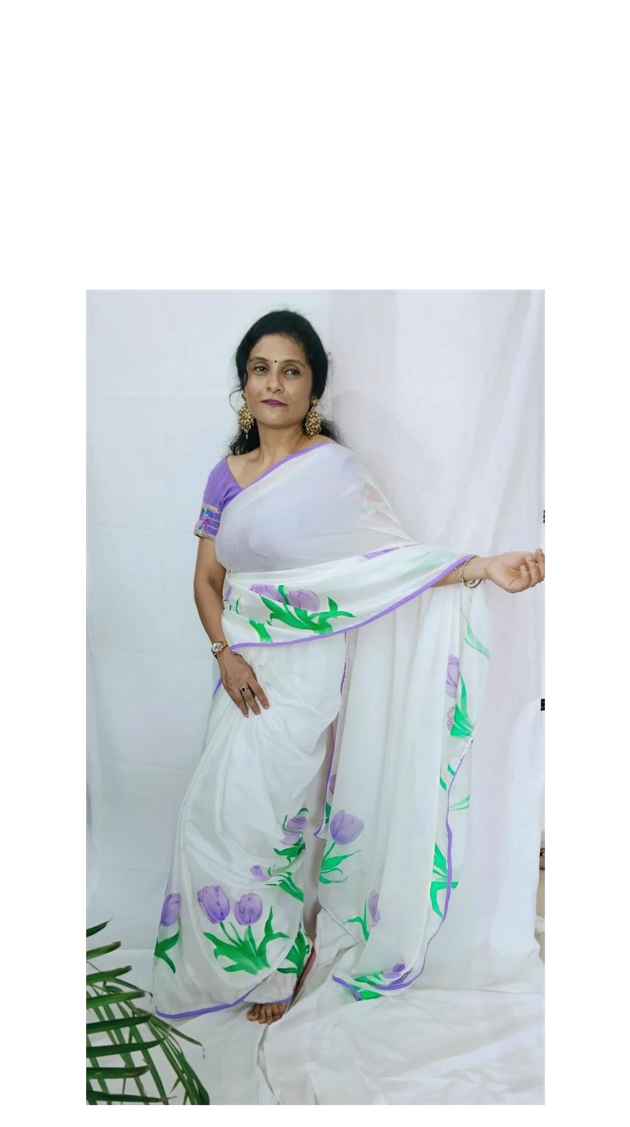 Handprinted Floral Saree