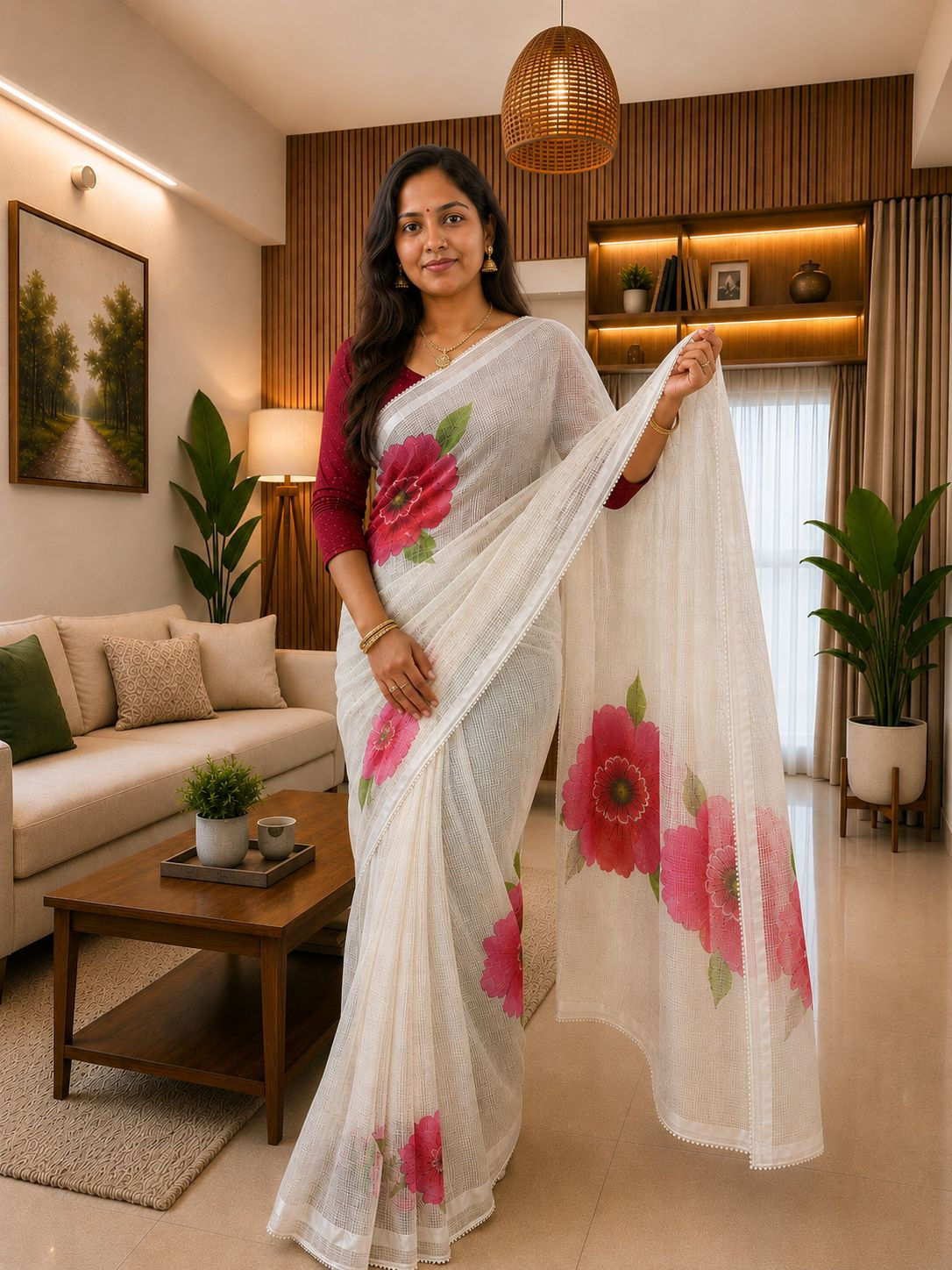 Kota Doriya Hand-Painted Saree