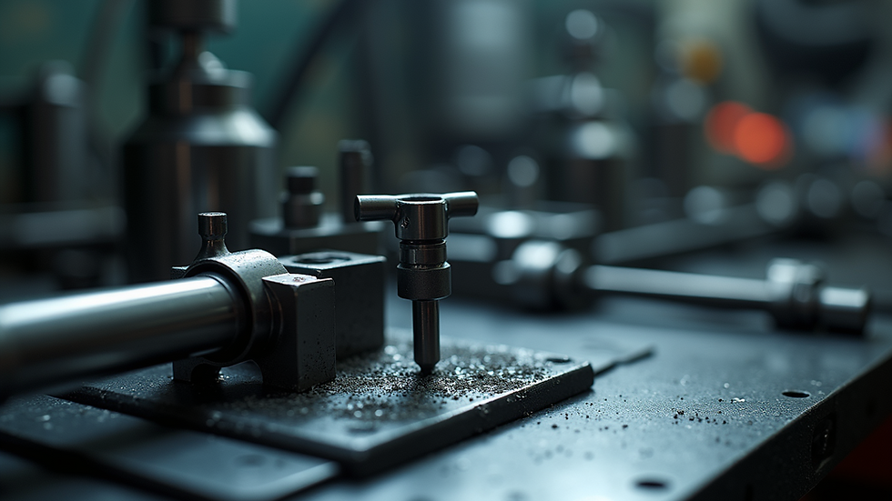 Close-up view of precision machining tools on a workbench