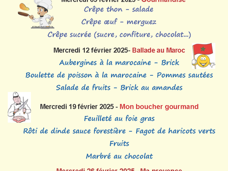 Le Centre Communautaire Sarah et Aimé Grumbach, dévoile ses menus de février 2025