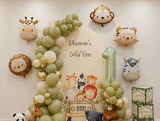 Jungle safari 1st birthday balloon decoration by Kauvery Events
