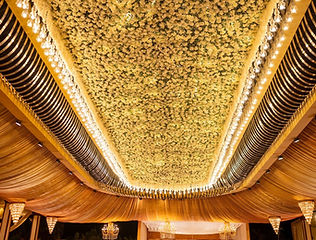 Wedding stage with floral ceiling decoration by Kauvery Events