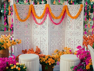 Marigold and floral decoration for a pooja by Kauvery Events