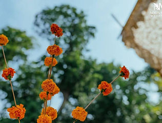 Marigold flower string decoration by Kauvery Events