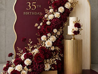 Milestone birthday floral backdrop decoration by Kauvery Events