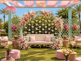 Pastel outdoor floral setup for a day function by Kauvery Events