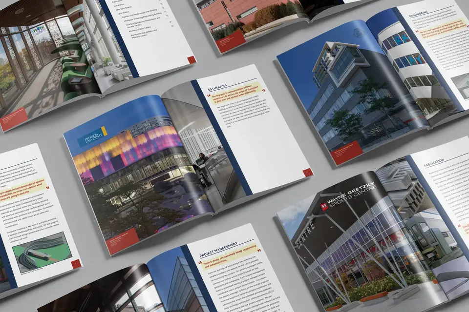Stouffville Glass brochure pages.