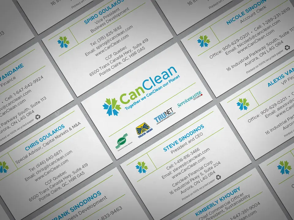 CanClean Financial Corporation business cards.