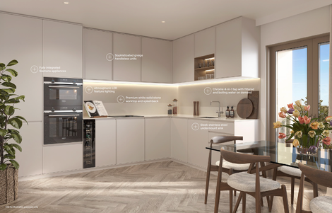a kitchen with white cabinets and a stainless steel undermount sink