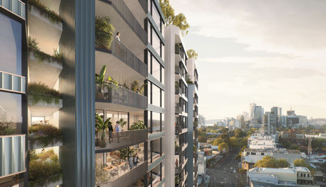 an artist 's impression of a building with a view of a city