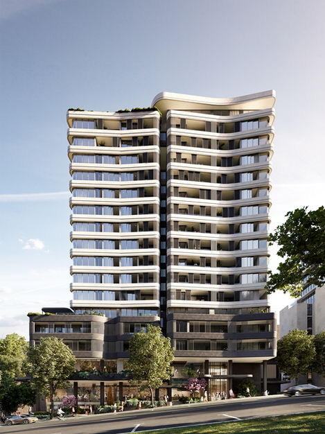 a tall building with a lot of windows and balconies