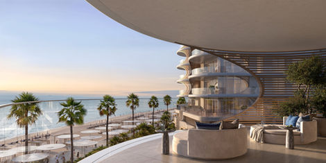 an artist 's impression of a balcony overlooking the ocean
