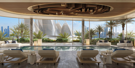 an artist 's impression of an indoor swimming pool