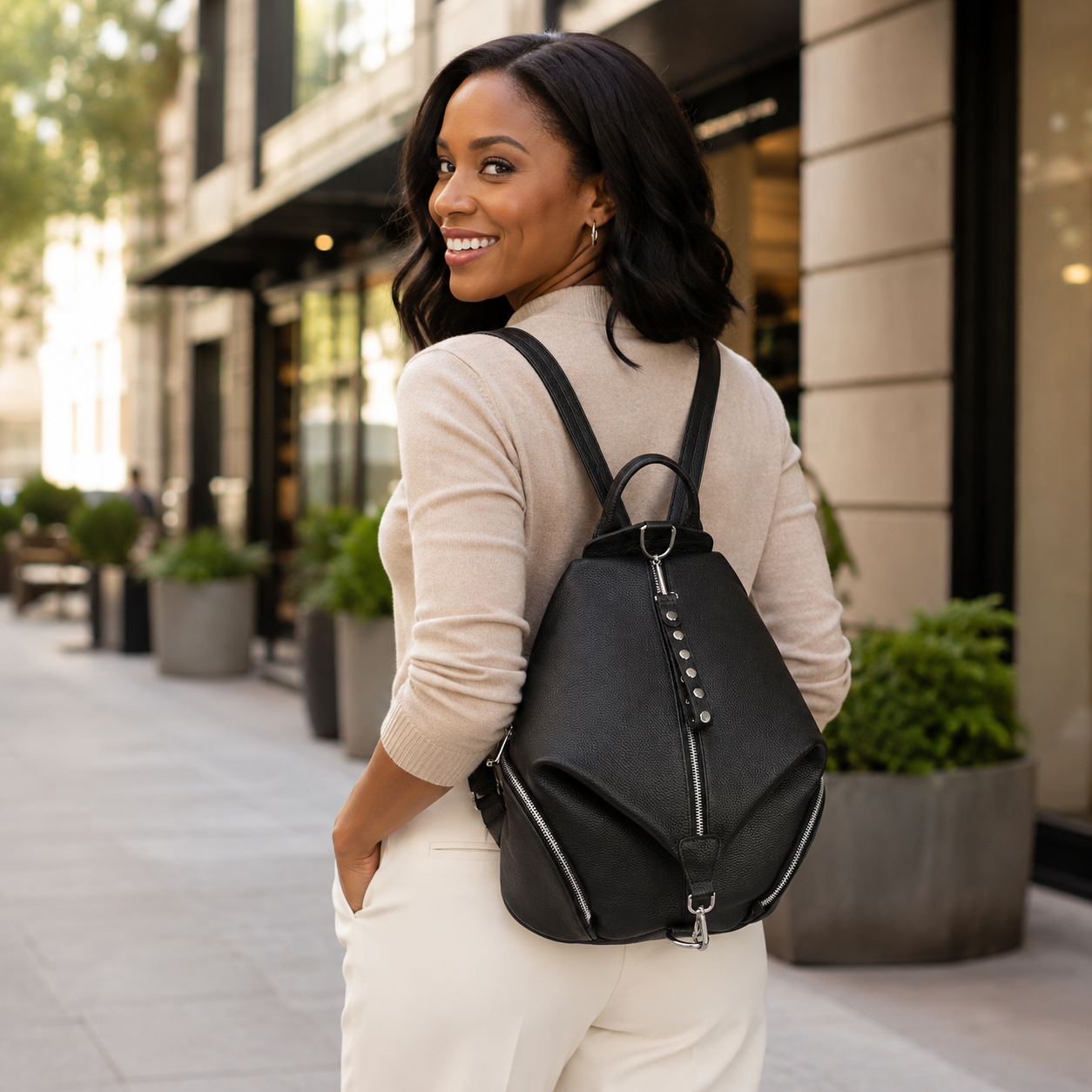 Geneva Elegance Anti-Theft Leather Backpack