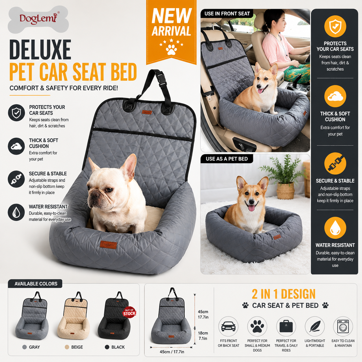 🐶 RoadPaws™ Luxury Pet Car Bed
