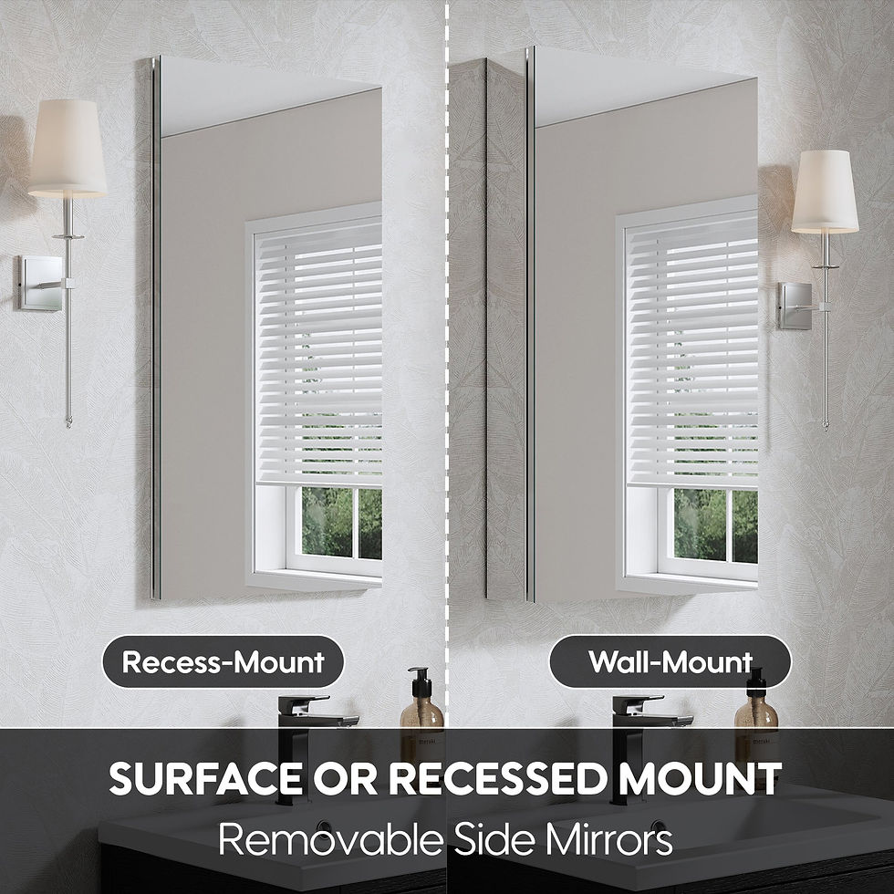 Miniatura: 16 in. x30 in. Copper-Free Tri-Views Mirror Medicine Cabinet with Adjustable