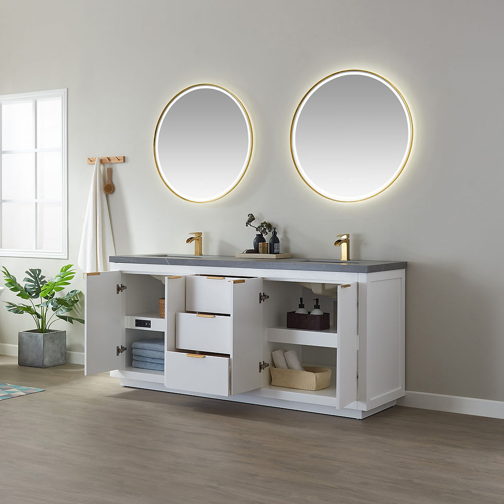 Thumbnail: 72" Bathroom Vanity Set GRD7015 - Leiza 72in Vanity with Counter Top