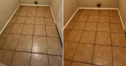 utility room floor _ baseboard before & after