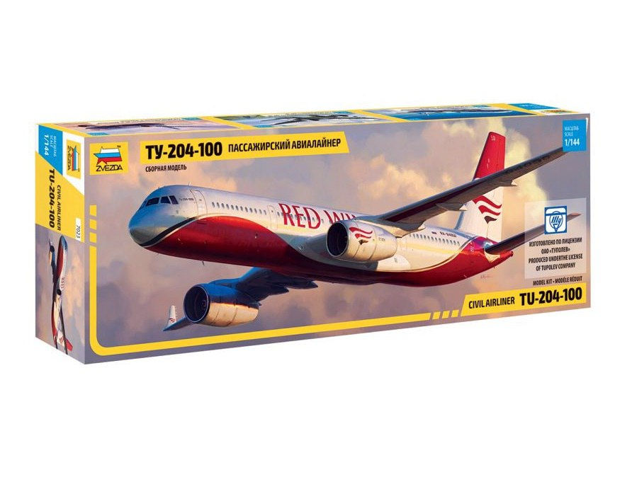Звезда 7023 1/144 Российский пассажирский авиалайнер Ту-204-100