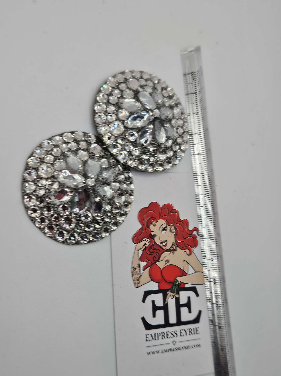 Thumbnail: 5cm Fancy Silver Circle Pasties