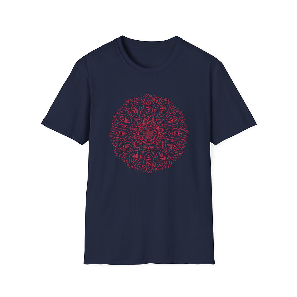 Thumbnail: RED Vulva Mandala Line Art by Empress Eyrie  Unisex Softstyle T-Shirt