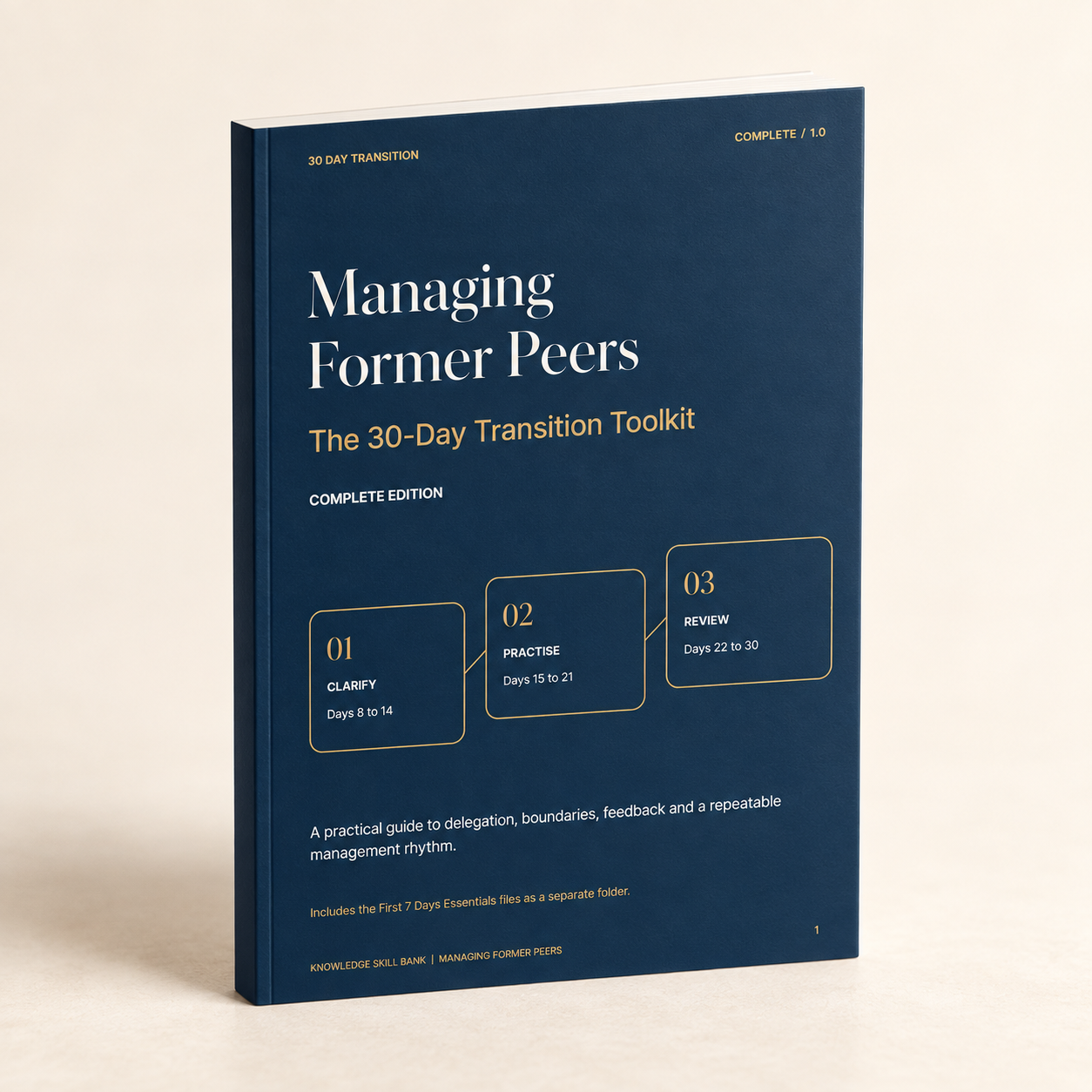 Managing Former Peers 30-Day Complete Toolkit digital book cover mockup
