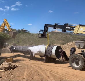 Attach each pole section with a crane