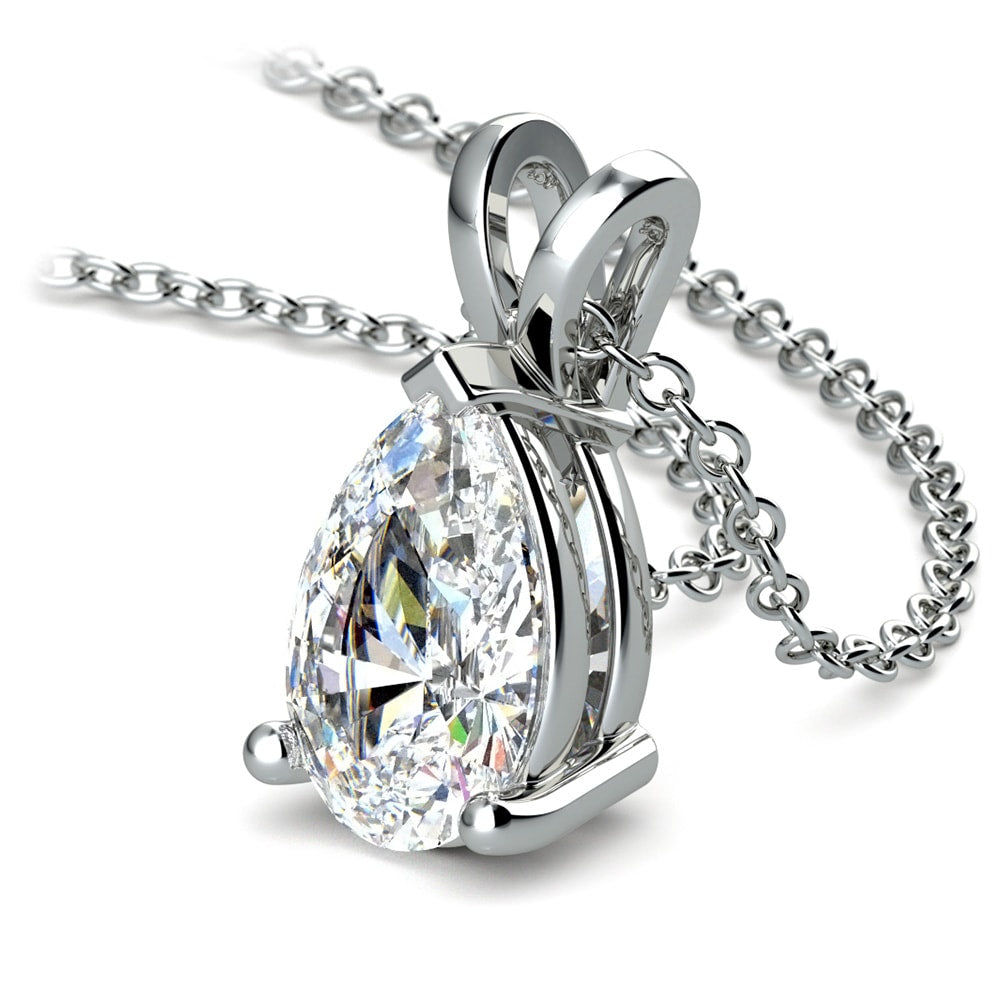 2.00 CTW AGI Certified Pear Lab-Grown Diamond Pendant | 14K White Gold