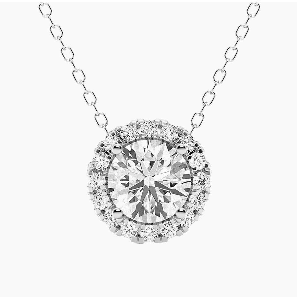 1.50 CTW AGI Lab Diamond Pendant 14k White Gold