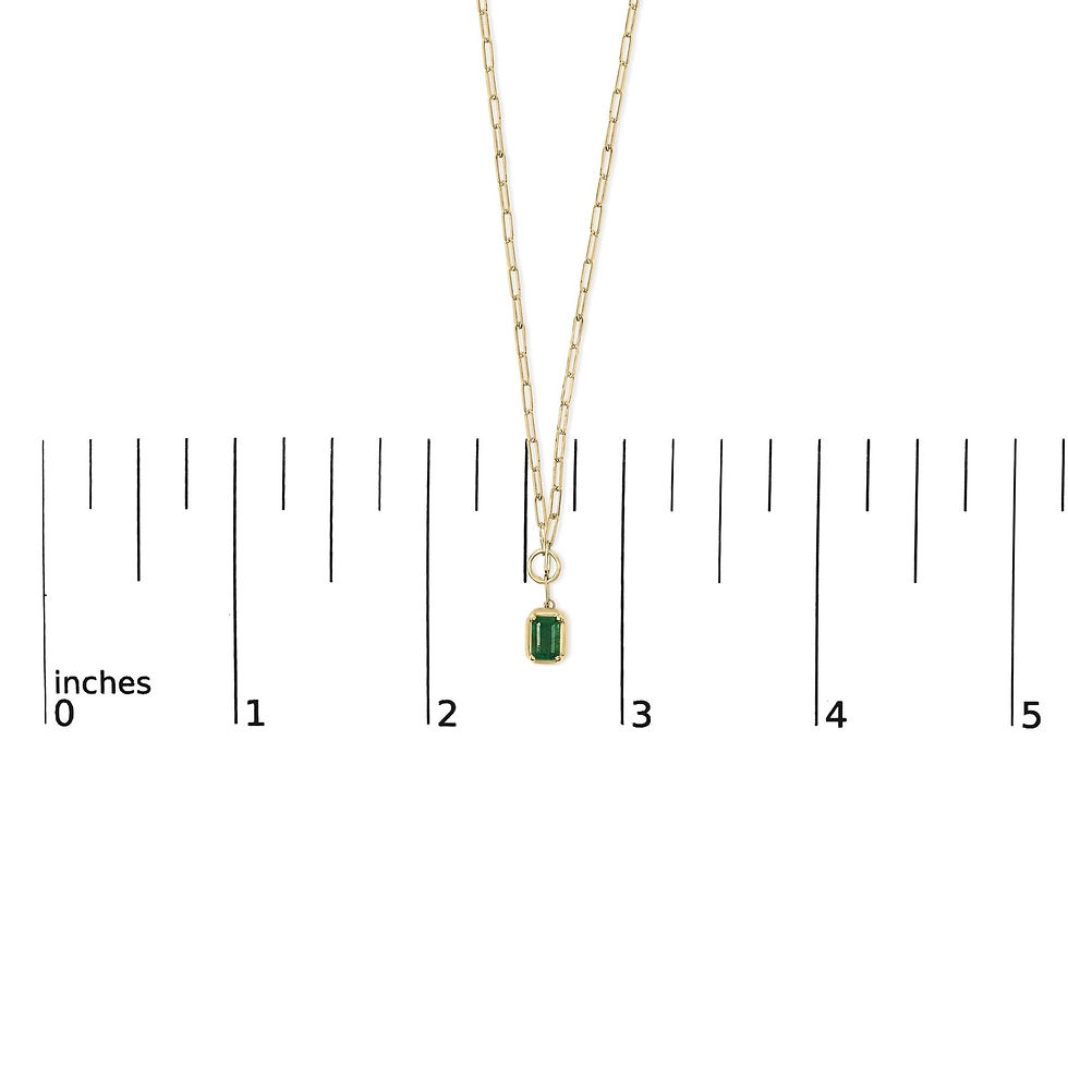 Thumbnail: 10K Yellow Gold Emerald Cut 6x4 MM Green Emerald Solitaire Pendant Necklace - 18