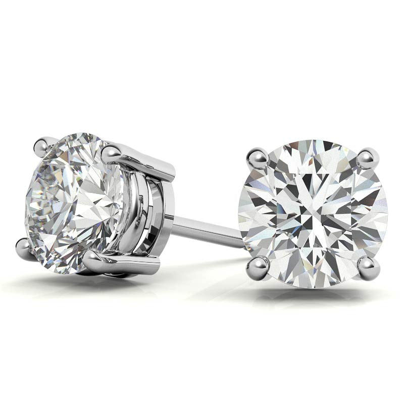 2.50 CTW Round Lab-Grown Diamond Studs in 14K Gold - AGI G/VS