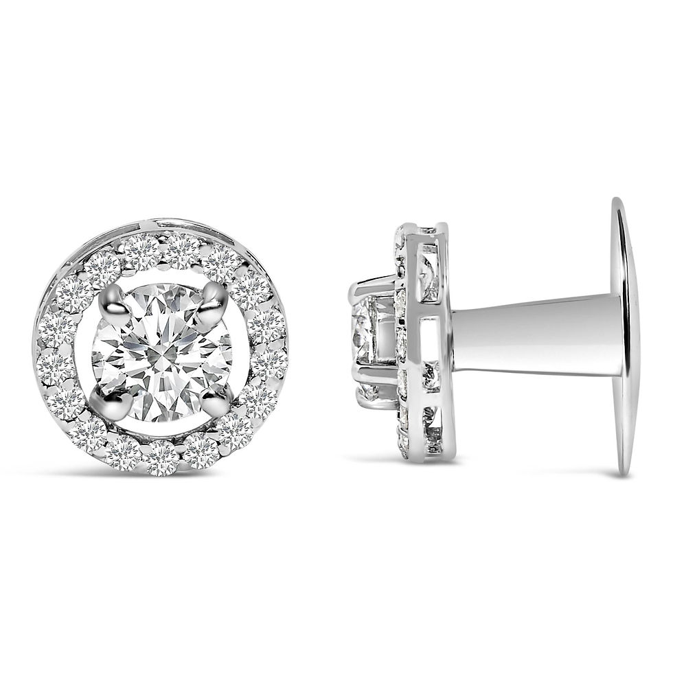 Thumbnail: Men's 14K White Gold 1 3/4 Cttw Lab Grown Diamond Halo Cufflink