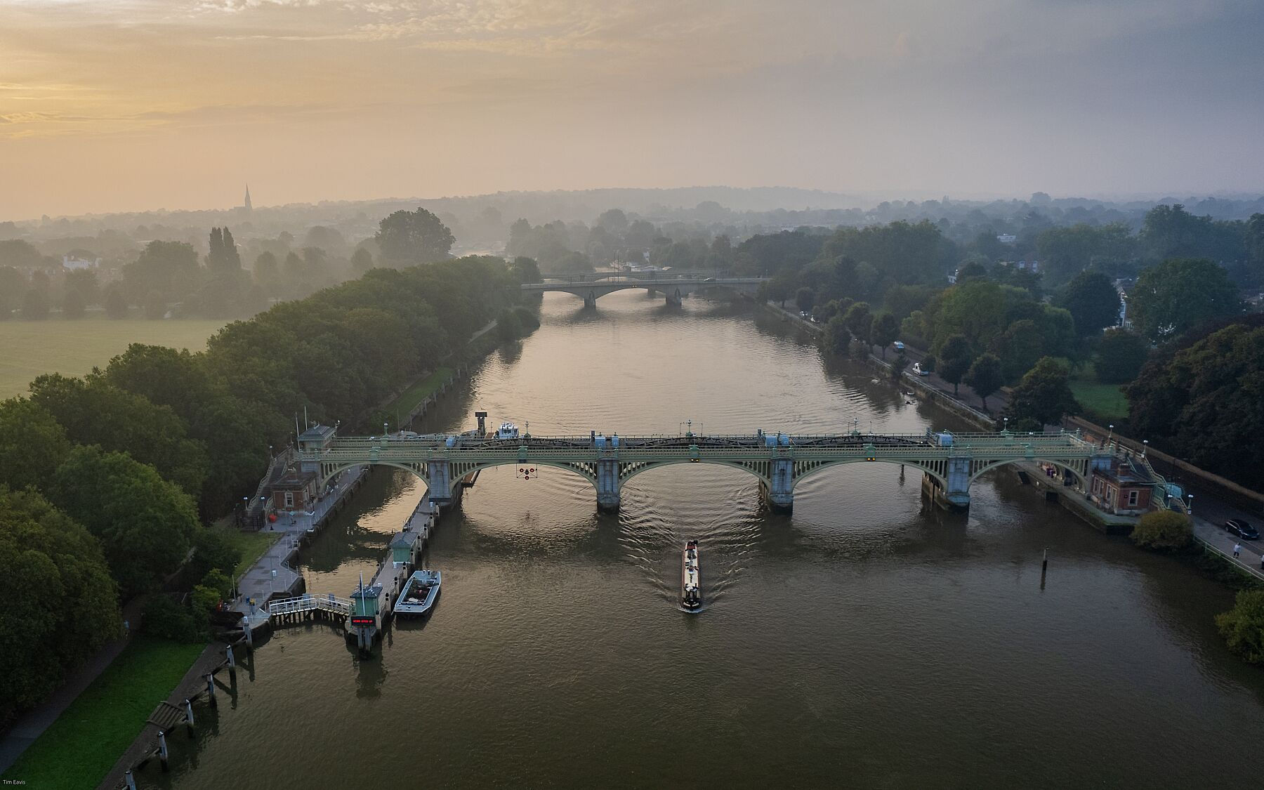 Richmond - Weir Bridge Aerial View (A3 Framed)