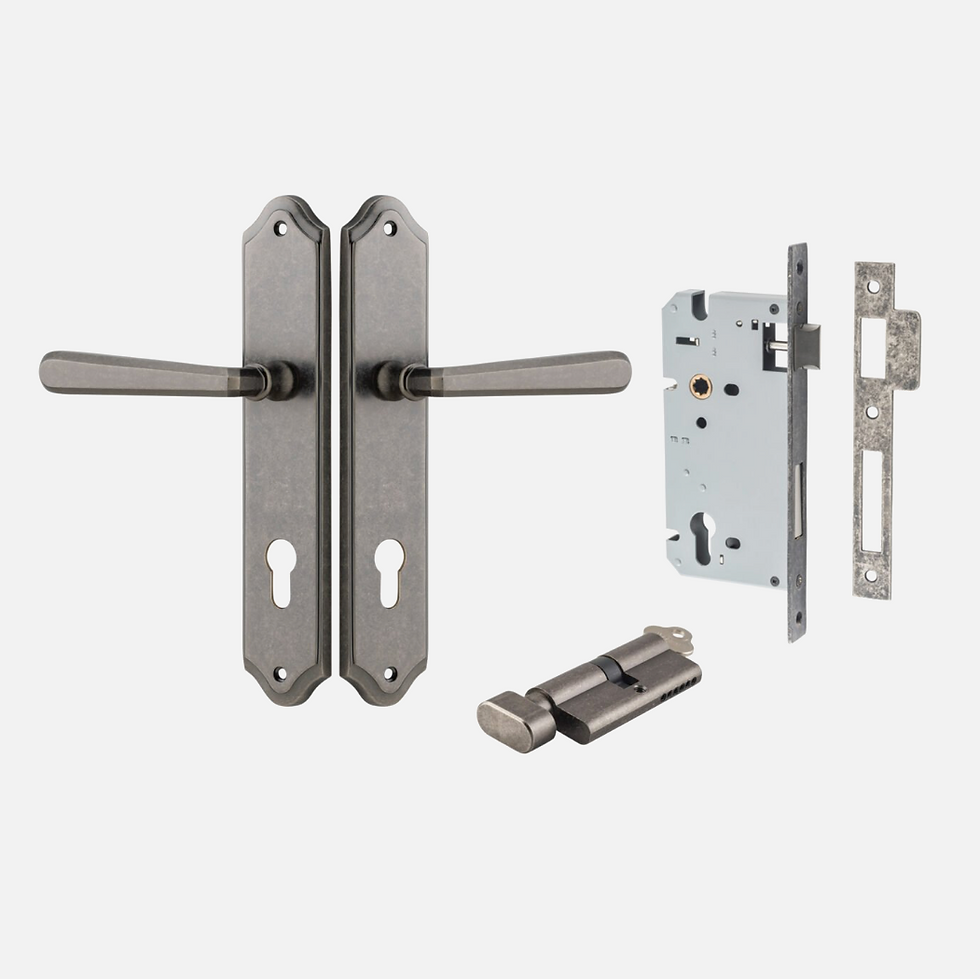 Thumbnail: Iver Copenhagen Lever - Shouldered Backplate Entrance Kit with Security Lock