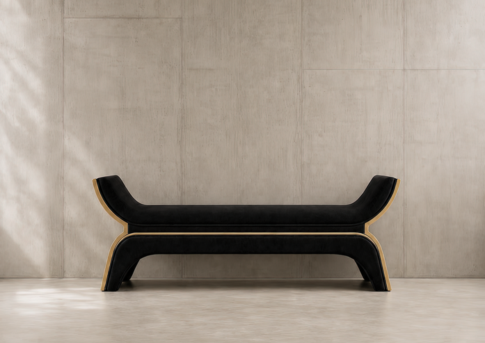 Apis bench render in interior hall set all in concrete