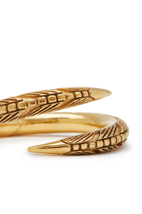 Side view of the Eagle Bracelets showing the curved claw shape and sculptural detailing.