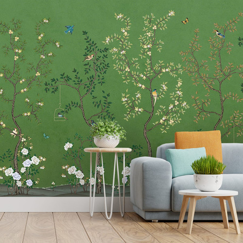 Green Chinoiserie Design Wallpapers for Walls, Customised | lifencolors
