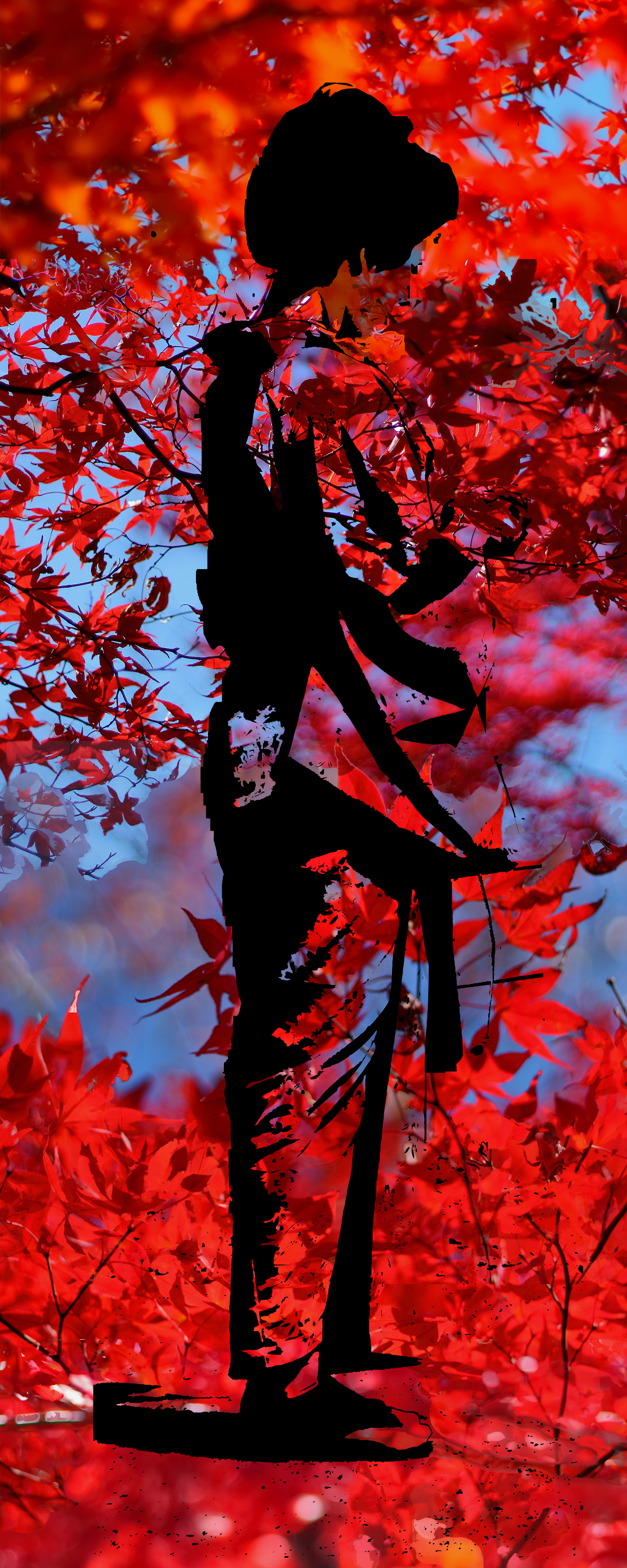Red Autumn Kimono, black