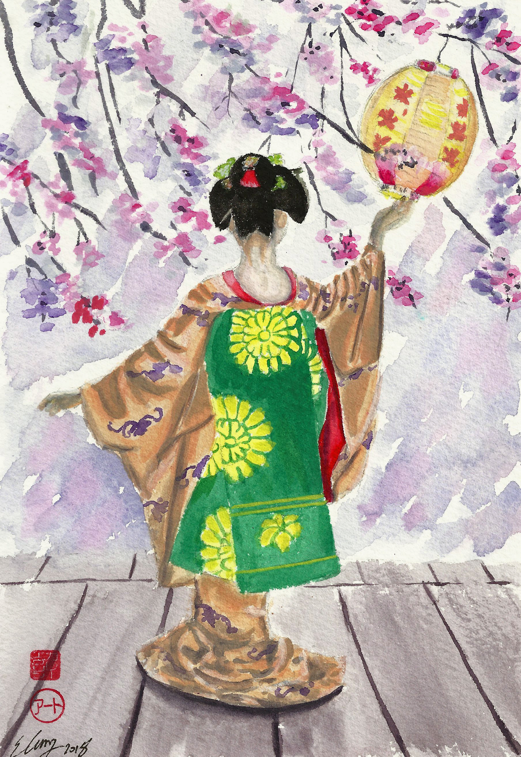 Geisha, Evening, Blossoms