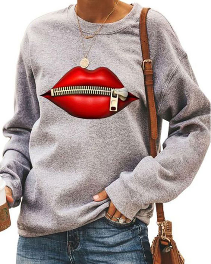 Casual Printed Long-Sleeve Pullover Sweater for Fall/Winter