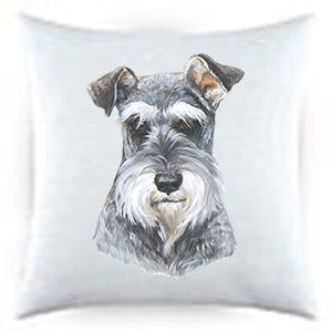 Schnauzer Uncropped Dog Portrait Satin Throw Pillow