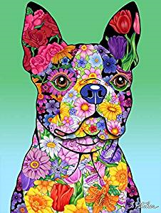 Boston Terrier - Flowers Design Garden Flag