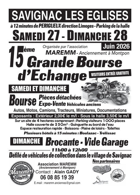 15ème BOURSE D'ECHANGE autos/motos 27-28 juin