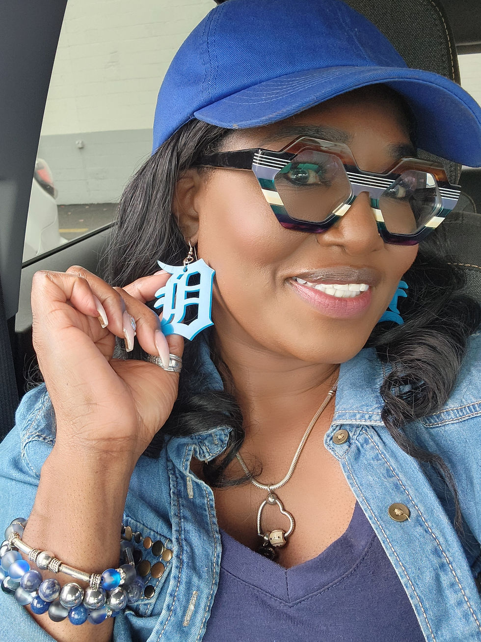 Thumbnail: "Giving Them The Blues" Detroit Earrings 
