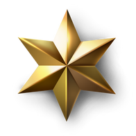 3d image of a 6 point star. gold
