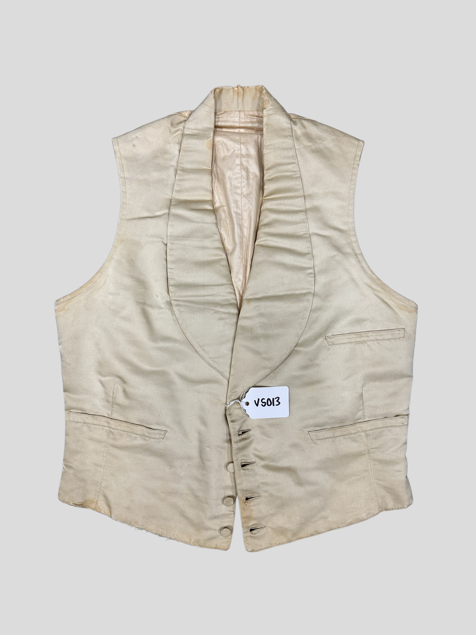 Cream Silk Waistcoat Single Breasted