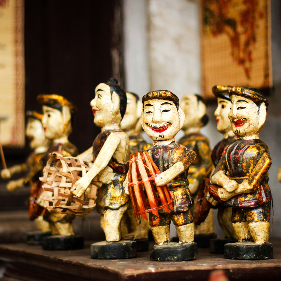 Water puppet show in Hanoi with colorful stage
