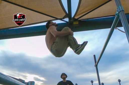 A teenager doing a backflip