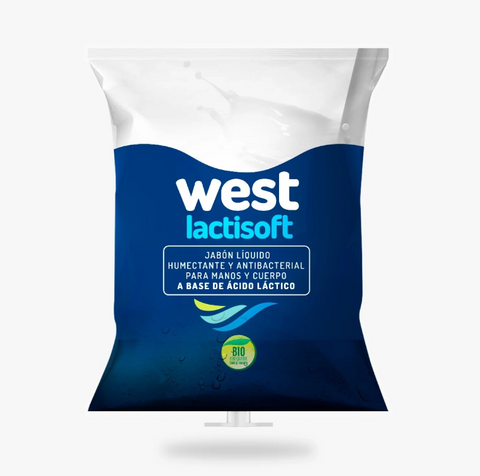 Jabón líquido humectante y antibacterial para manos y cuerpo lactisoft - Jabon cremoso - acido lactico - West - electroquimica West - AYGPHARMA -higiene de manos -